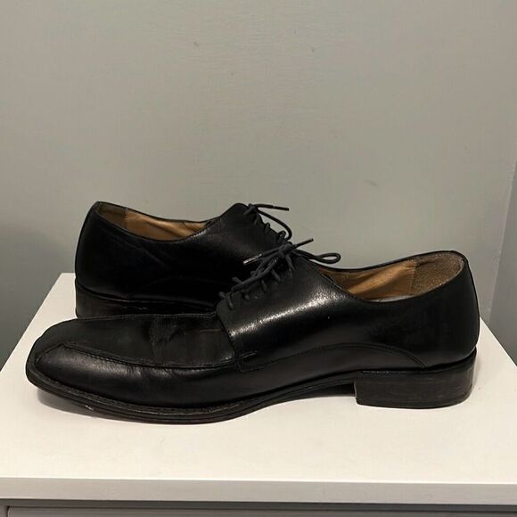 Pronto Uomo Men's Black Square Toe Lace Up Leather Oxford Shoes Size 10 - Picture 8 of 13